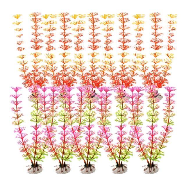 Plantas de agua de algas artificiales para acuario, decoraciones de plantas de pecera de plástico, 10 unidades