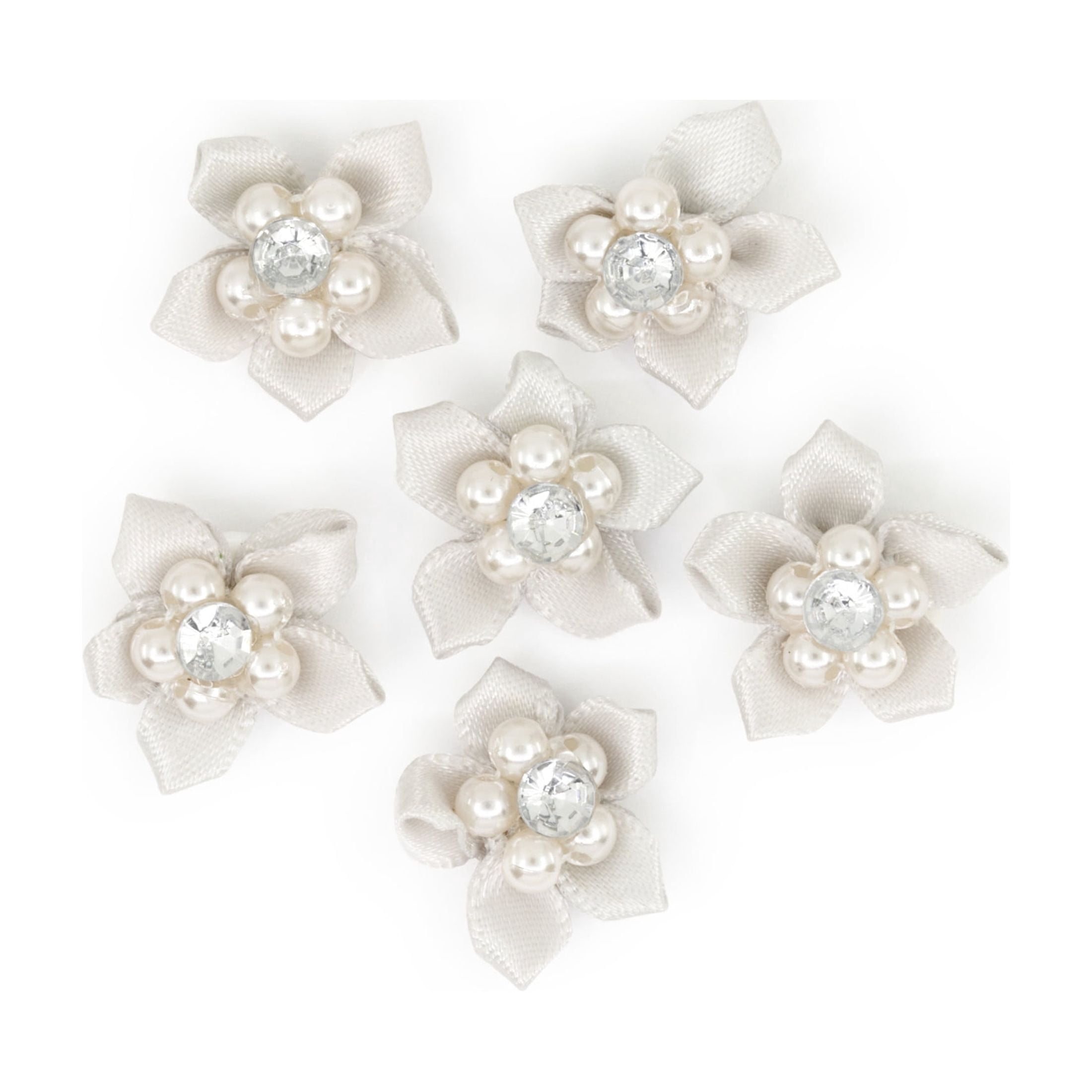 Hello Hobby Accessory Flowers with Gems, Gray, 6 piece