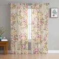 thumbnail image 2 of Bouquet Rose Flowers Yellow Pink Tulle Curtains for Living Room Bedroom ration Chiffon Sheer Voile Kitchen Window Curtain, 2 of 7