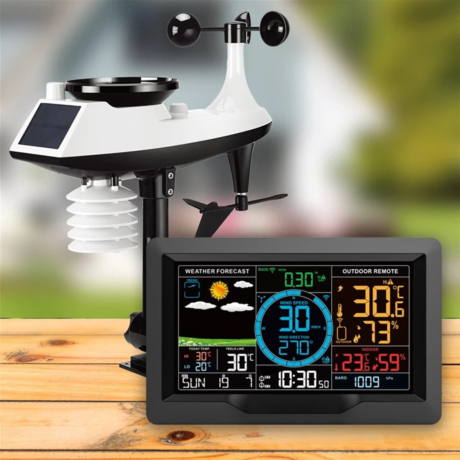 FJ3390A Professional Weather Station Temperature Humidity Wind Speed & Rainfall Detection Multifunctional Weather Forecast Clock ,High Precision