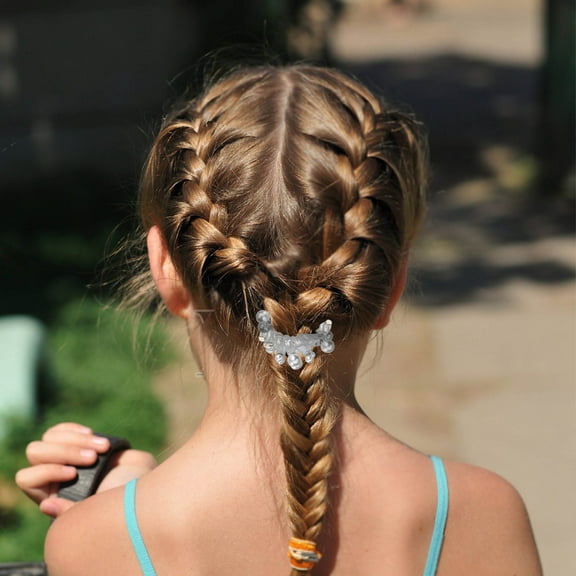 LOLIPPYY Elastic White Coil Hair Tie with Beaded Design for Secure Ponytail Hold