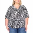 thumbnail image 4 of Well Worn Ladies' Size Large V-Neck Blouse, Black Print, 4 of 6