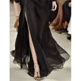 thumbnail image 5 of Falda de gasa de lujo para mujer, vestido largo de cintura alta con abertura lateral, diseño en capas, nuevo verano 2024, 5 of 5