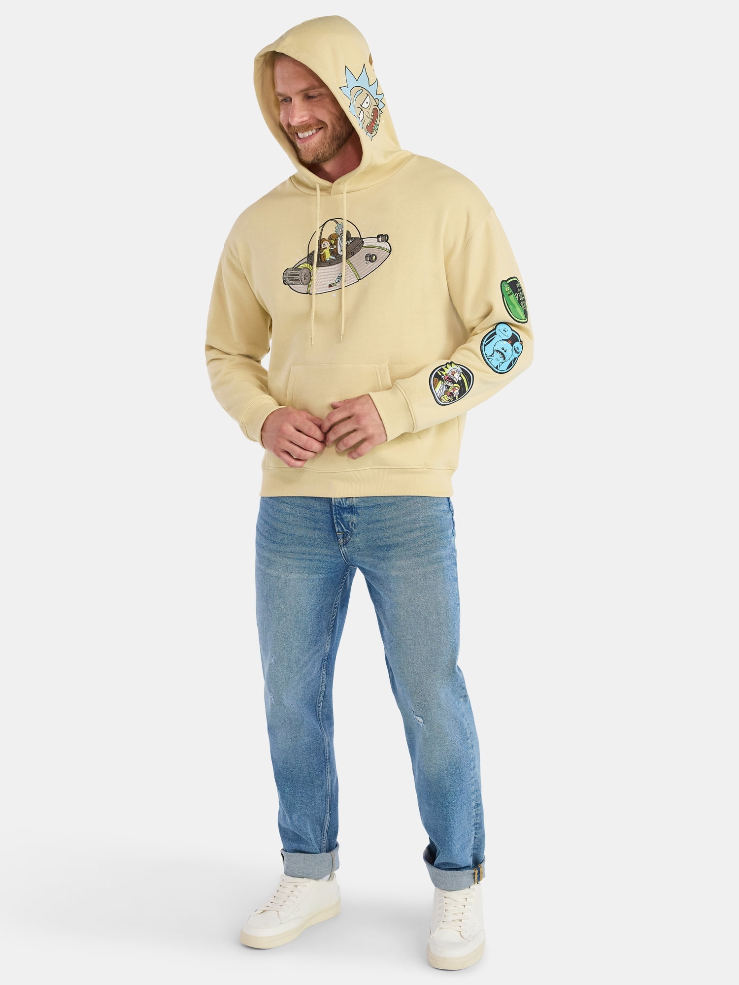 Rick and Morty Men’s and Big Men's Embroidered Graphic Hoodie, Sizes S-3XL