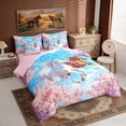 thumbnail image 2 of Erosebridal 3D Horses Twin Bedding Sets for Girls, Pink Cherry Blossoms Bedding Comforter Set, 2 of 6