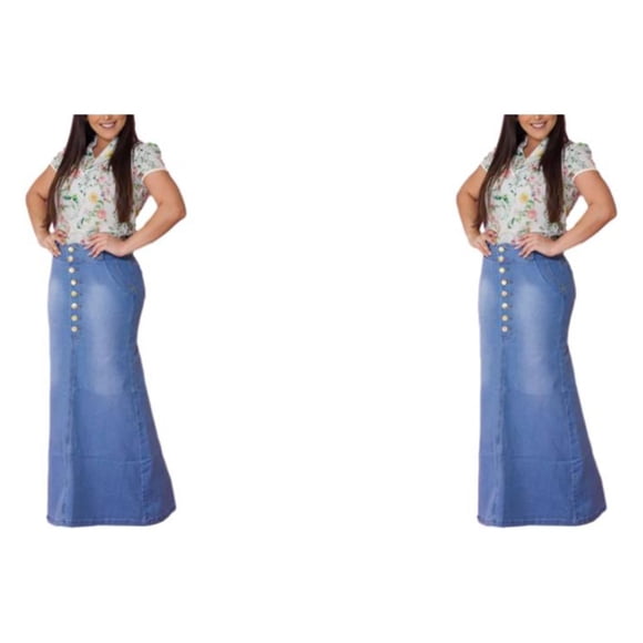 Qarigey vaquera larga a la moda: ajuste cómodo, botón favorecedor, larga de mezclilla lavada, faldas para mujer, Maxi índigo S 1 índigo S, 1 2Conjunto