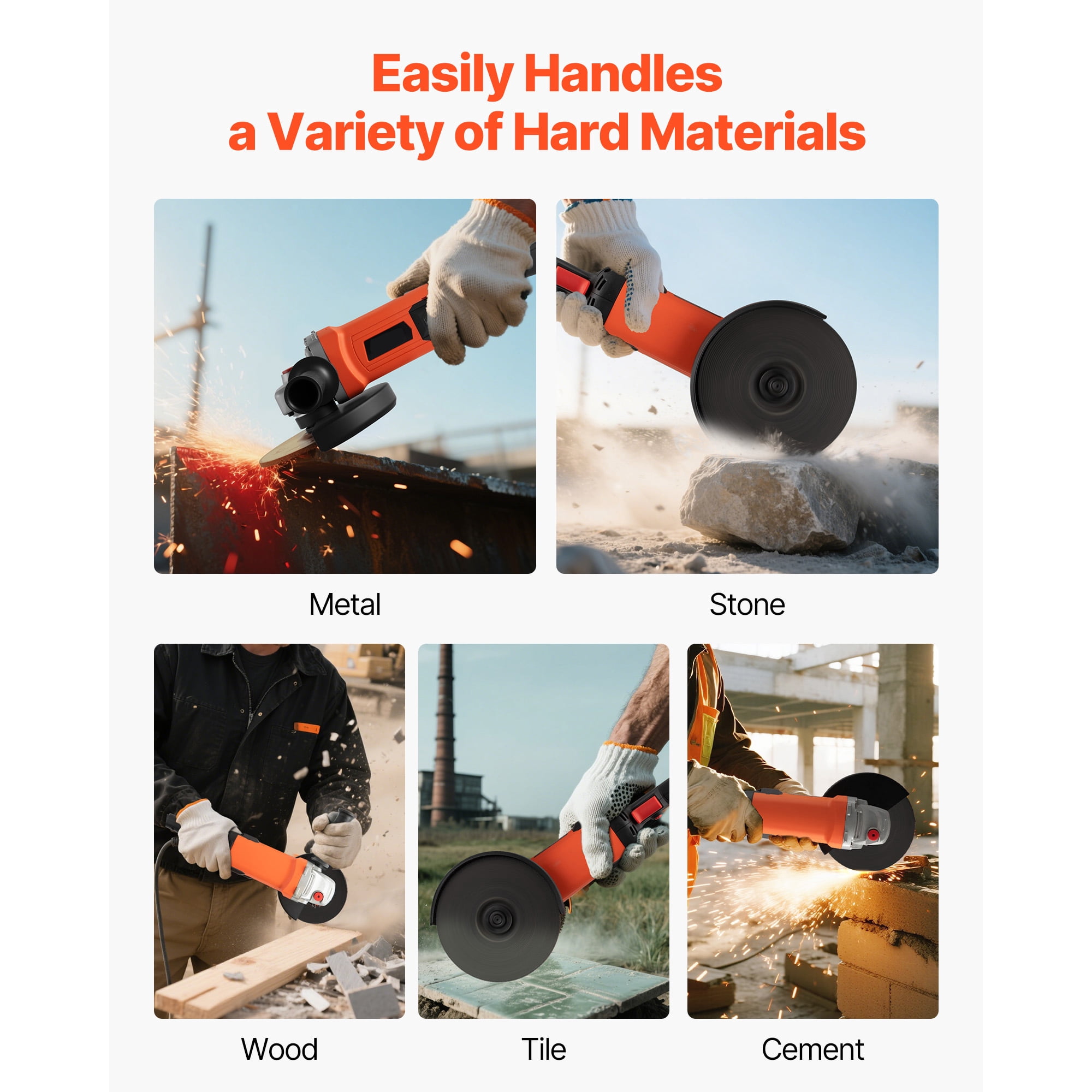 KFFKFF 7" Electric Angle Grinder, 13-Amp High-Speed Power Tool, 8500RPM Corded Grinder with 270° Adjustable Dust Shield for Metal Work, Cutting, and Rust Removal (Disc Not Included)
