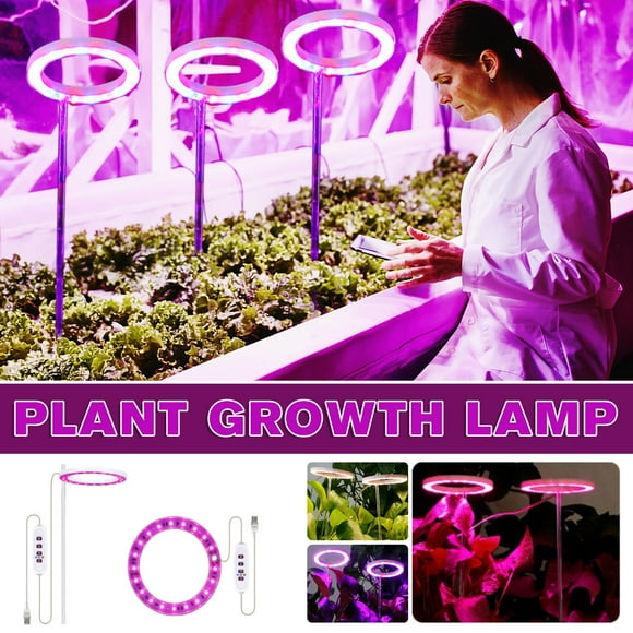 Xihbxyly Lámpara de Crecimiento Usb Angel, Led de Espectro Completo, 3 Colores de Luz para Plantas de Interior, Luz Roja, Azul y Morada para Suculentas y Hierbas, Atenuación de Cinco Velocidades, Tem