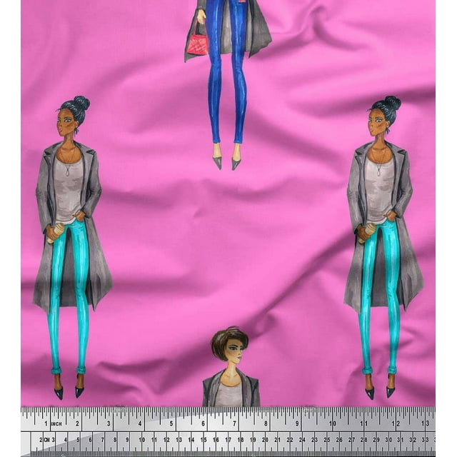 Soimoi polyester Crepe Fabric Women Group Printed Craft Fabric by the Yard 52 Inch Wide