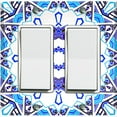 thumbnail image 1 of Metal Light Switch Plate Cover Mandala Blue White Ice Flower Tile Pattern MDL054, 1 of 13