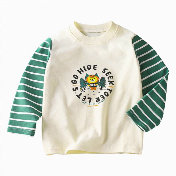 Nwiuh Toddler Boy Long Sleeve Shirt Baby Boys Crewneck Sweatshirt Soft Cotton Pullover Clothes Size 6M-8Y (Beige, 7-8 Years)
