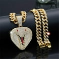 thumbnail image 2 of Men Women Hip Hop Creative Cobra Pendant Pendant Necklace With 15mm Crystal Cuban Chain HipHop Iced Out Bling Necklaces Fashion Charm Jewelry, 2 of 4