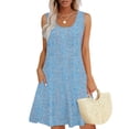 thumbnail image 2 of Vestido de Verano Casual de Mujer Impreso sin Mangas con Cuello en V Conjunto Superior, Imitación de Algodón Tirar Marco Suelto, 2 of 6