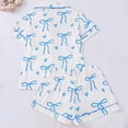 thumbnail image 4 of WCJM Cotton Pajama Shorts Sets for Women Women's Button Thin Soft Short Sleeve Shorts Set Two-Piece Set Women's Shorts Suit, 4 of 6