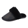 thumbnail image 1 of knqrhpse Pantoufles pour Femmes, Mode Strass à Enfiler Peluche Plate Maison Hiver Bout Rond Garde au Chaud Chaussures Couleur Unie, Pantoufles Maison pour Femme, Pantoufles Duveteuses, Pantoufles Mignonnes, 1 of 5