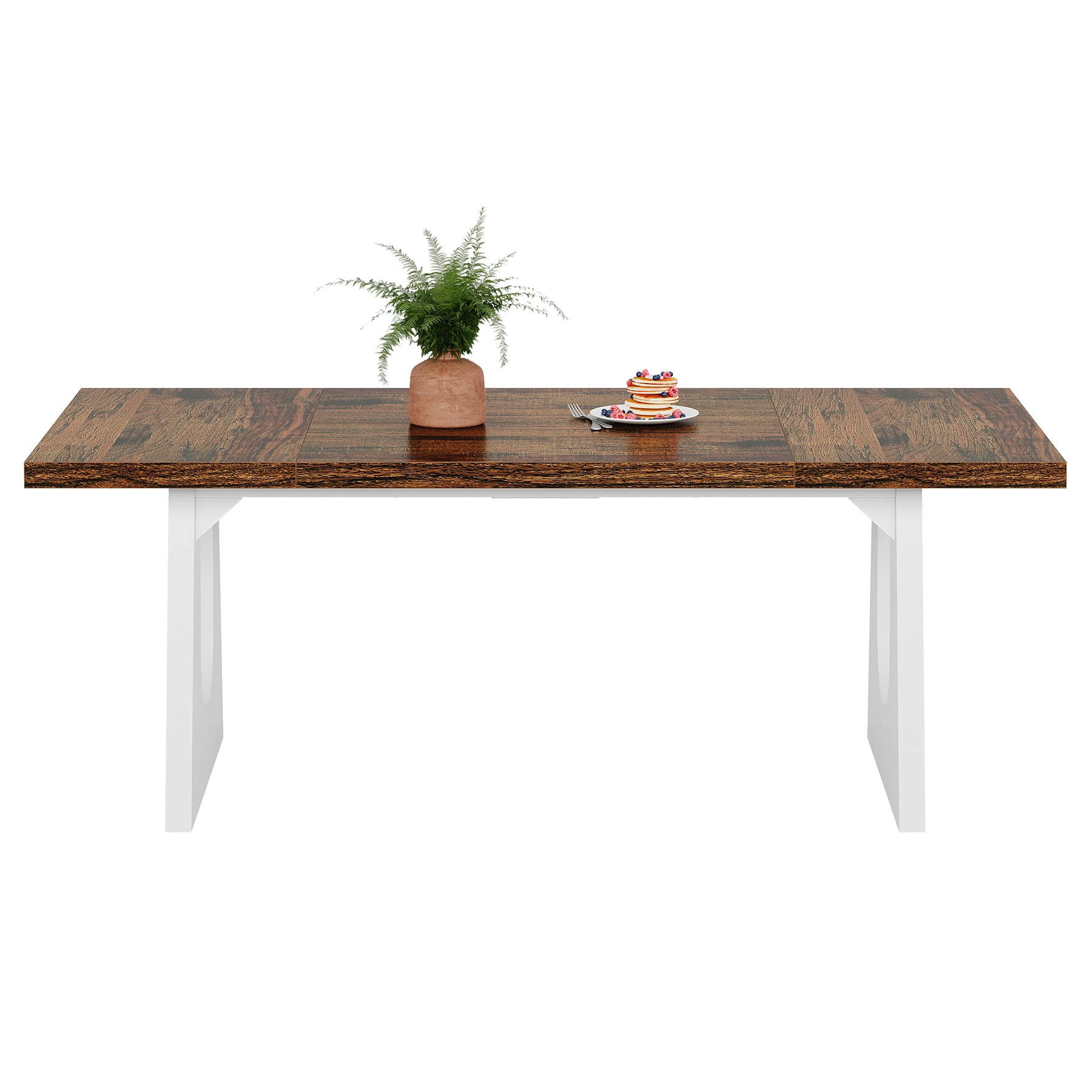 Fnova 70.9" Rectangular Dining Table for 6-8 People, Large Farmhouse Wood Kitchen Table with Heavy Duty Legs, Easy to Assemble