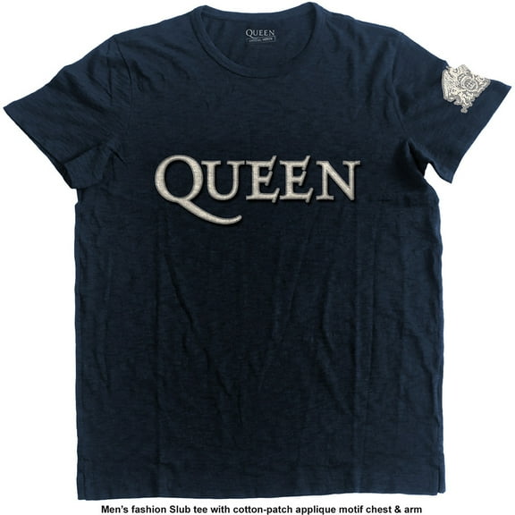 Men's Queen Logo & Crest Vintage T-shirt X-Large Navy