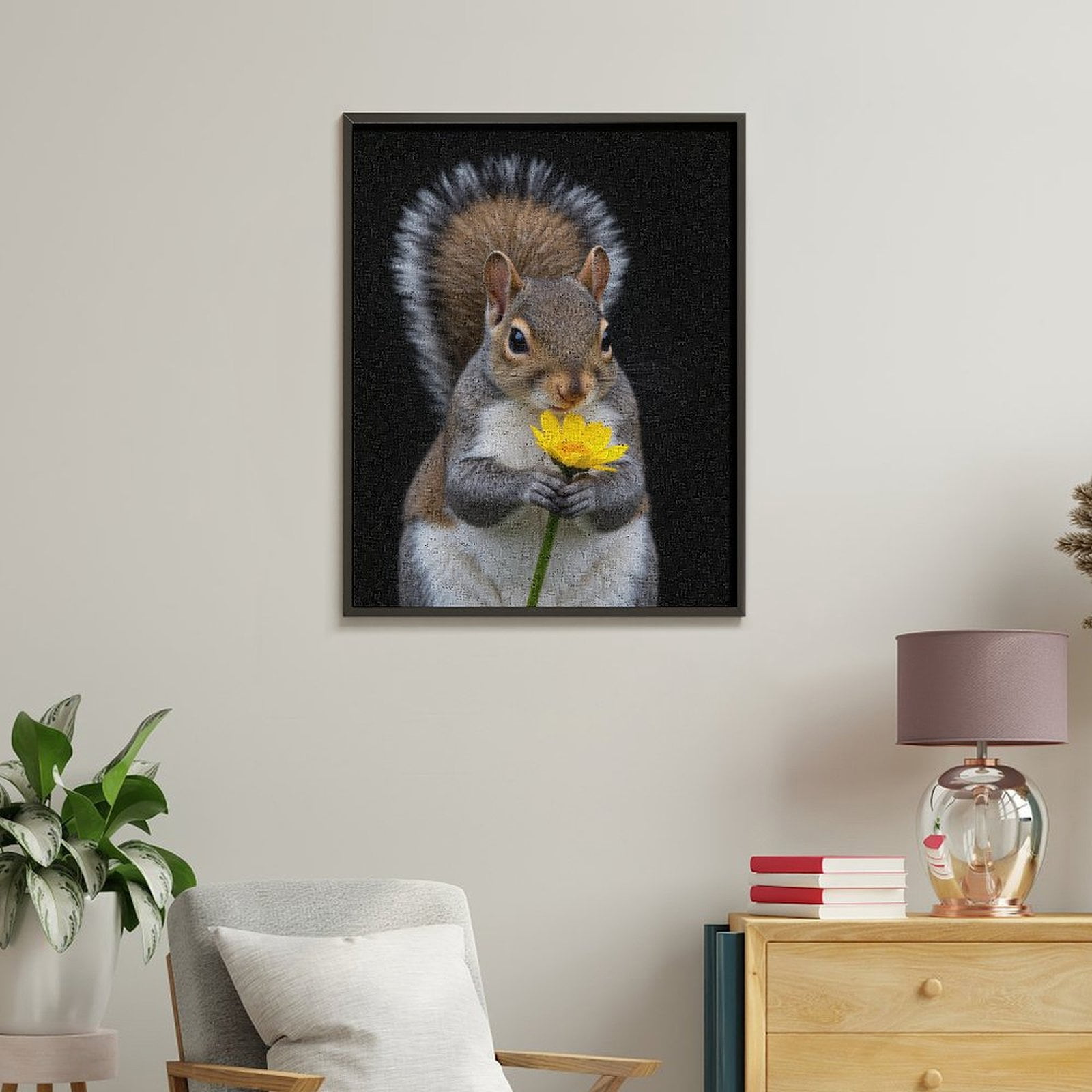 Paint by Numbers Kit for Adults, Squirrel Holding Yellow Flower Paint by Numbers, Easy Paint by Numbers Kit for Adults Beginner, DIY Adult Paint by Number Kits on Canvas, 12x16in Home Decor