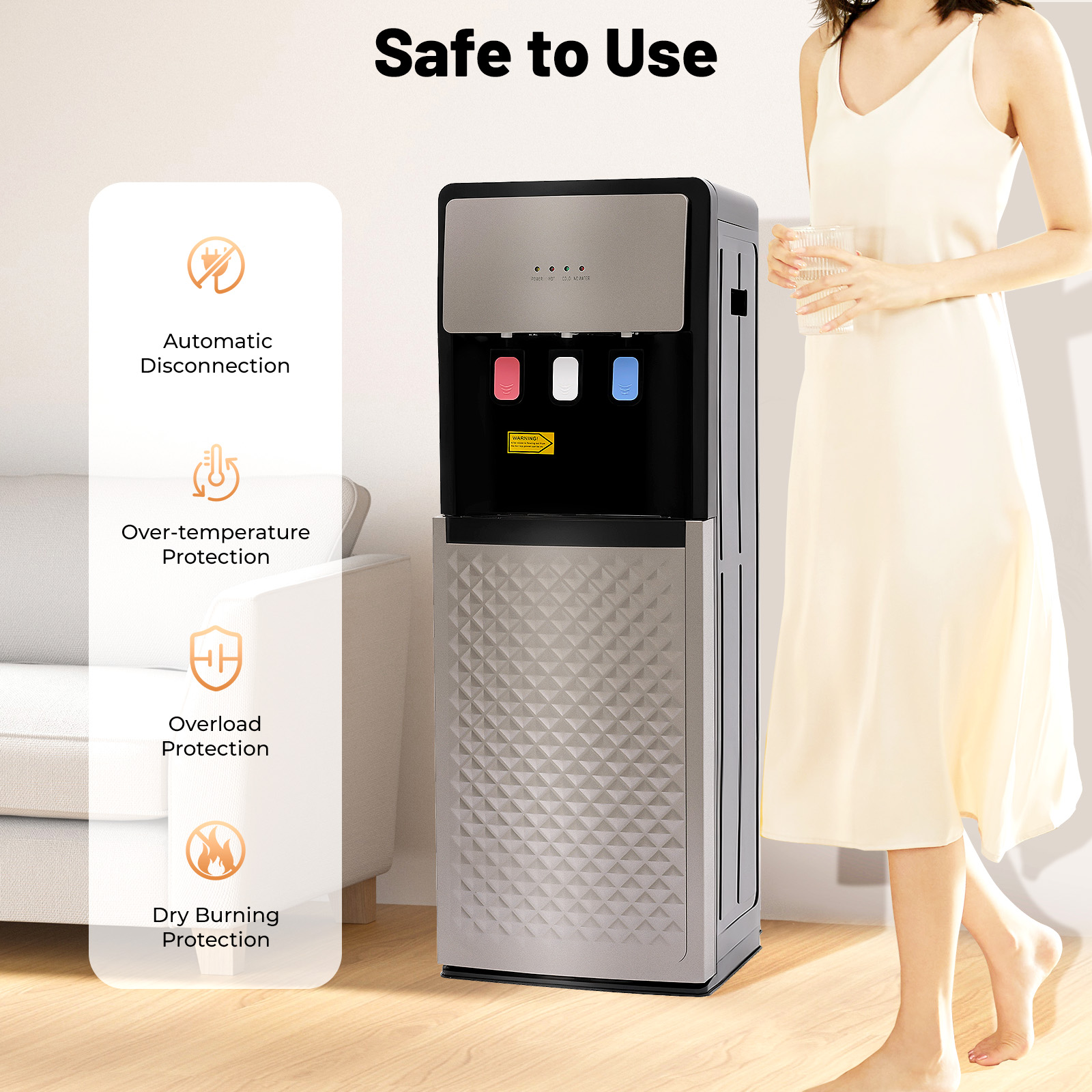 PEAKORABottom Loading Water Cooler Dispenser Hot & Cold Standing Water Dispenser