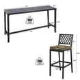 thumbnail image 2 of 7-Piece Outdoor Patio Bar Set, Bar Height Patio Dining Set, Weather-Resistant Bistro Counter Pub Set with Cushions & Slatted Tabletop for Backyard (Black, 63" Table and 6 "X stools), 2 of 7