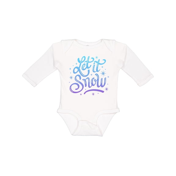 Inktastic Winter Let It Snow Lettering in Blue with Snowflakes Boys or Girls Long Sleeve Baby Bodysuit