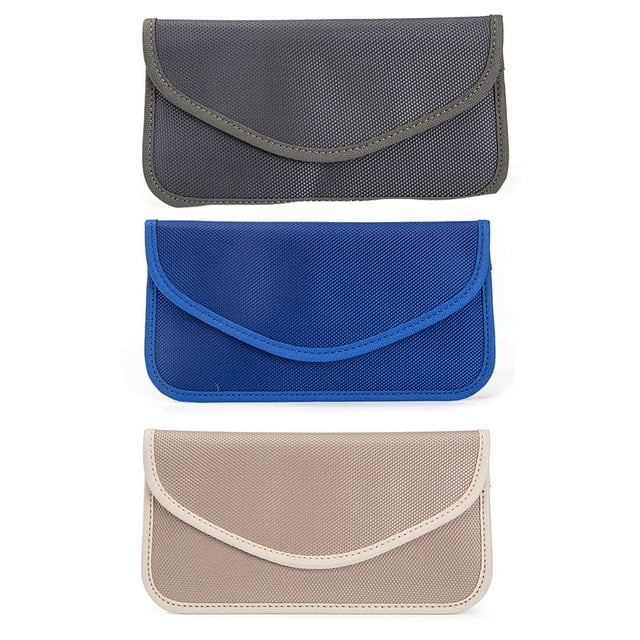 DEBGFS Signal Blocking Bag, Techion 3 Pack RFID Bag Shield Pouch Cage Box Wallet Case for Cell Phone and Car Key FOB, Privacy Protection, Anti-Hacking,Khaki Dark gray Blue