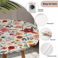 thumbnail image 3 of Watercolor Flowers Round Tablecloth for 36-44 Inch Tables,Fitted Table Cover with Elastic Edge,Rustic Spring Floral Botanical Beige Waterproof Outdoor Table Cloth Protector for Patio Garden Dinner, 3 of 9