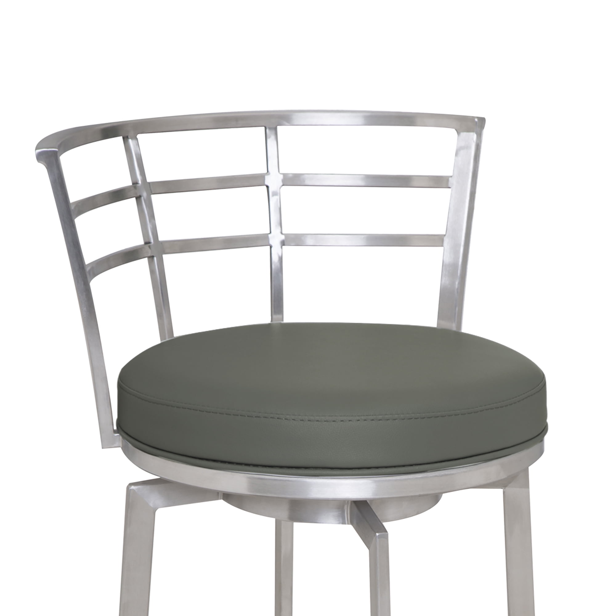 Armen Living Viper Barstool, Brushed Stainless Steel Finish with PU Upholstery