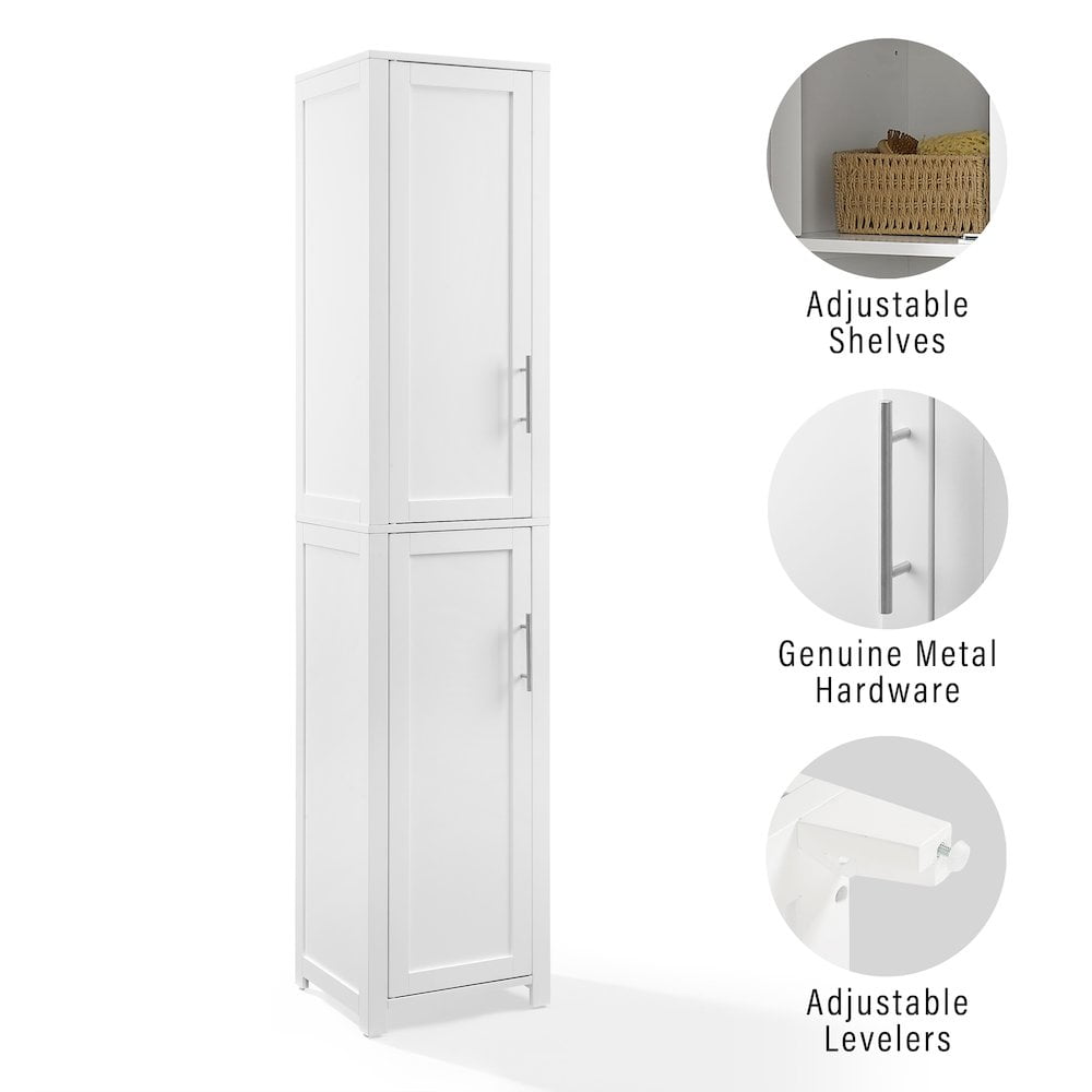 Crosley Furniture Savannah Linen Storage Cabinet, Laundry Room, Bathroom Organizer with Shelves
