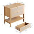 thumbnail image 2 of Rattan Night Stand Set of 2, Boho Night Stand with 2 Rattan Drawers, Large Bedside Table Side Table with Open Storage Shelf, Farmhouse Nightstand for Bedroom Living Room, 2 of 9