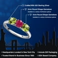 thumbnail image 2 of Gem Stone King 925 Sterling Silver Red Ruby and Green Peridot Engagement Ring for Women | 1.65 Cttw | Round 5MM | Gemstone July Birthstone | Size 7, 2 of 6