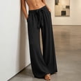 thumbnail image 6 of Karymi Workout Shorts Women Linen Blend Wide Leg Pants, Elastic Drawstring Waist Casual Loose Trousers with Pockets, Solid Lightweight Flowy Pants Halara Pants Women, 6 of 6