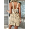 thumbnail image 5 of Women 2025 Summer Rompers Floral Boho Sleeveless Back Tie Flowy Short Jumpsuits Beach Outfits Khaki M, 5 of 8