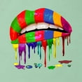 thumbnail image 3 of Wild Bobby, Colorful Painted Lip, Streetwear, Women Slim Fit Junior Tee, Mint, Medium, 3 of 5