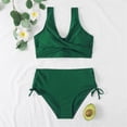 thumbnail image 6 of Women's Bikini Set Solid Color Strappy One Shoulder High Waist Sexy Two Piece Swimsuit for Beach Vacation,Green,L, 6 of 7