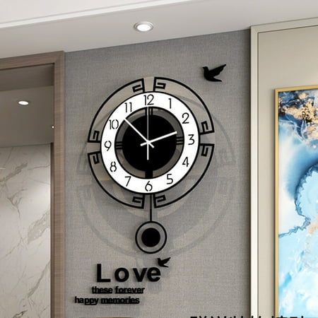 DENEST European Wall Clock Pendulum Clock Quartz Mute Hanging Watch Decor