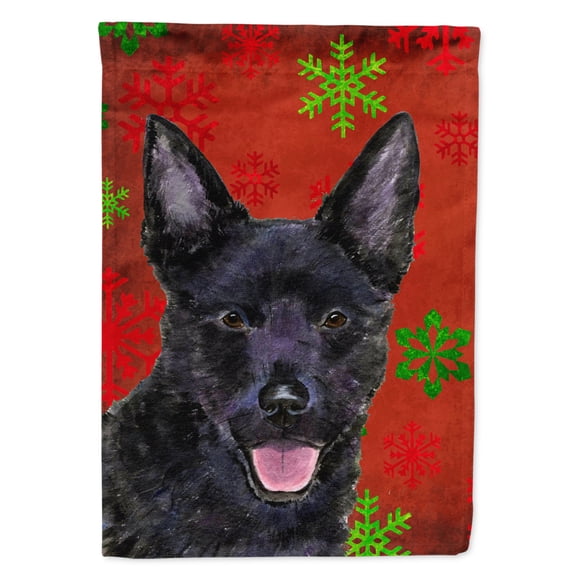 Carolines Treasures SS4705-FLAG-PARENT Australian Kelpie Red Green Snowflakes Christmas Flag  multicolor