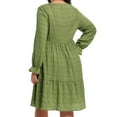 thumbnail image 2 of Cuteduck Women Plus Size Fall Casual Long Sleeve Dress Round Neck Tiered Knitted Flared Sleeve Midi Ruffle Dress 1X-5X, 2 of 7