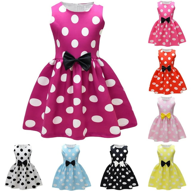 Tranfacy Robes d'Été pour Ados, Robes pour Filles Taille 10-12, Robe Sans Manches pour Enfants à Taille Cintrée, Robe d'Été à Pois Tendance