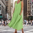 thumbnail image 1 of Vestido Sin Mangas Vestidos de playa de verano Bolsillos europeos Chaleco Vestido Ropa femenina (Verde XL) Cgtredaw para Mujer Verde T L, 1 of 9