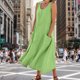 thumbnail image 1 of Vestido Sin Mangas Vestidos de playa de verano, chaleco con bolsillos europeos, ropa femenina (verde XXL) Cgtredaw para Mujer Verde T XL, 1 of 9