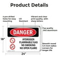 thumbnail image 2 of (2 Pack) Hydrogen Flammable Gas No Smoking Open Flame OSHA Danger Sign 24 Inch X 18 Inch Indoor / Outdoor Rust-Free Aluminum Metal Signs for Workplace, Workshop, and Construction Site,, 2 of 8
