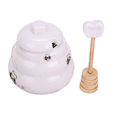 thumbnail image 1 of Tarro de miel de cerámica con cucharón de madera, tarro de miel de porcelana con tapa y palito para miel, tarro de miel de cerámica, 1 of 5