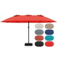 thumbnail image 1 of Gymax 15FT Outdoor Double-Sided Twin Patio Umbrella Sun Shade Crank Market Base Red, 1 of 7