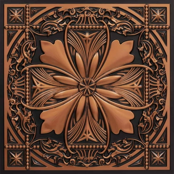 337-Helena 2 ft. x 2 ft. PVC Lay-in or Glue-up Ceiling Tile in Antique Copper (100 Sq. ft. / Pack) - 25 Pieces