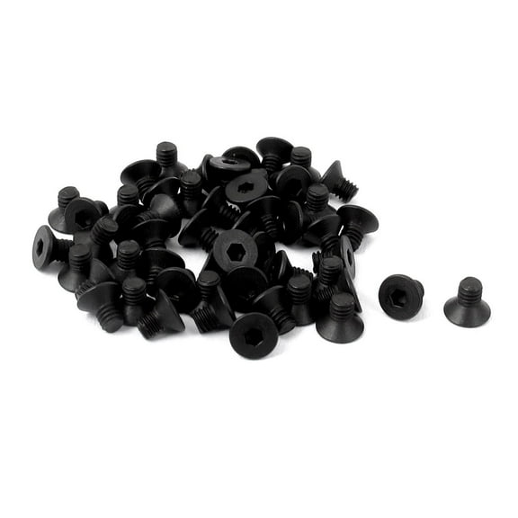 Unique Bargains M2.5x4mm 10.9 Carbon Steel Countersunk Head Hex Socket Screw Black 50pcs