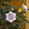 thumbnail image 7 of 3dRose, Cute Italian Greyhound Fawn Tan Purple Pawprint Background, 3 inch Snowflake Porcelain Ornament, 7 of 7