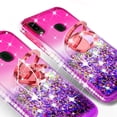 thumbnail image 4 of SOGA Cover Compatible for Samsung Galaxy A20 Case, Galaxy A30 Case, Galaxy A50 Case, Liquid Floating Quicksand Case with Diamond Ring Stand for Magnetic Car Mount - Purple on Pink, 4 of 5