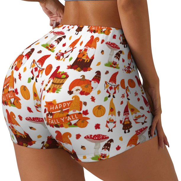 Fotbe Autumn Gnome Shorts Sin Costuras – Shorts Deportivos de Cintura Alta para Mujer, Elásticos para Gimnasio, Yoga, Running o Ciclismo-X-Large