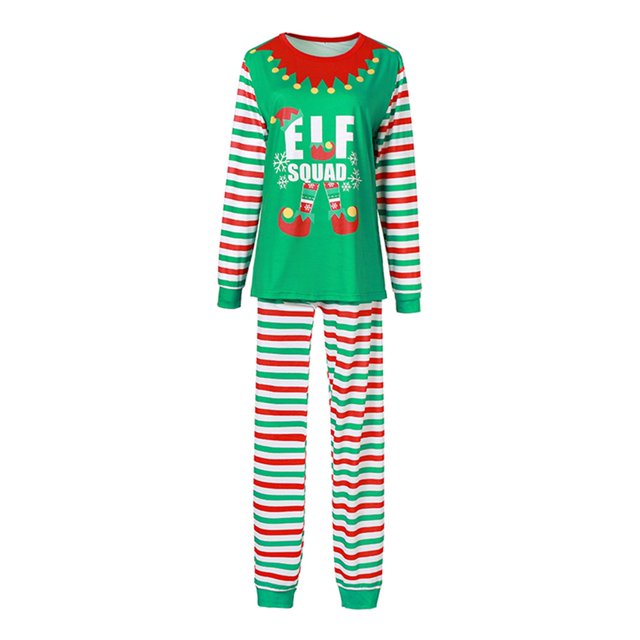 Pyjamas Assortis pour Famille de Vacances Ensembles de Pyjamas Enfants Noël Vert Elf Vêtements de Nuit